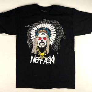 Neff Aoki Black Graphic T-Shirt for Men Medium Indian Chief